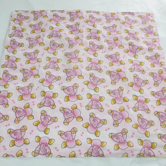 COPY - Homemade pink baby elephant zig zag strars yellow dots receiving blanket. - Picture 4 of 5